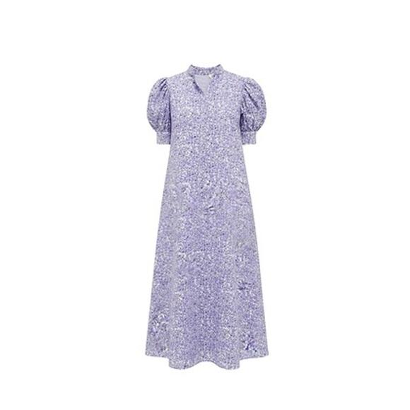 HYACINTH HOUSE Purple Poppies Ruffle Collar Louisa Maxi Dress Size L NWT - Picture 7 of 7